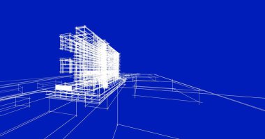 Binanın mimari 3d çizim çizim ev