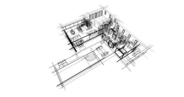 Ev kavramı kroki 3d çizim