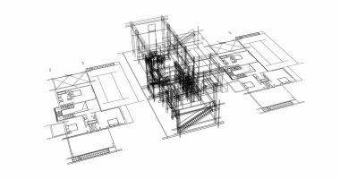 Ev kavramı kroki 3d çizim