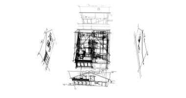 mimari çizimleri 3B illüstrasyon - illüstrasyon