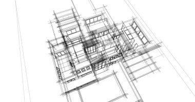 Ev kavramı kroki 3d çizim