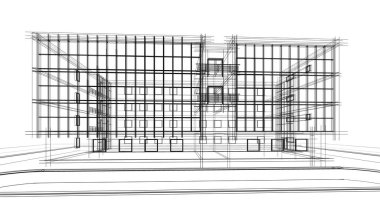 Binanın mimari 3d çizim çizim ev