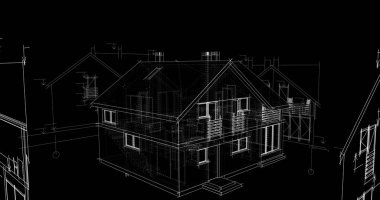 mimari çizimleri 3B illüstrasyon - illüstrasyon