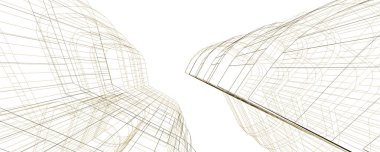 mimari çizimleri 3B illüstrasyon - illüstrasyon