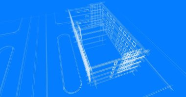 Binanın mimari 3d çizim çizim ev