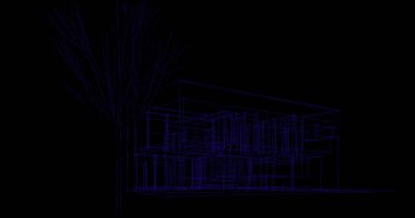 Binanın mimari 3d çizim çizim ev