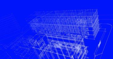 mimari çizimleri 3B illüstrasyon - illüstrasyon