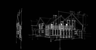 mimari çizimleri 3B illüstrasyon - illüstrasyon