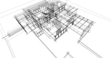 Ev kavramı kroki 3d çizim