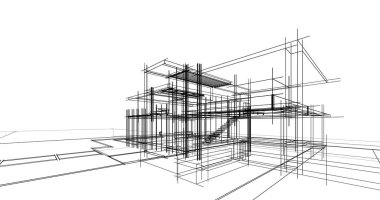 Ev kavramı kroki 3d çizim