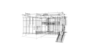 Arkaplanda mimari bina 3d illüstrasyon,