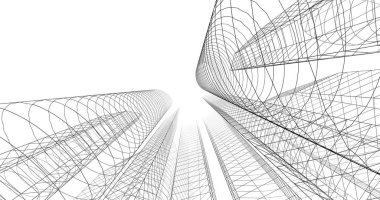 şehir mimarisi ve binalar 3D çizimi 