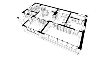 Ev kavramı kroki 3d çizim