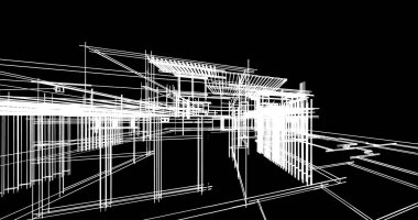 Ev kavramı kroki 3d çizim