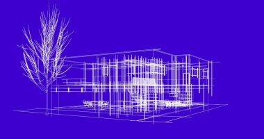 Binanın mimari 3d çizim çizim ev