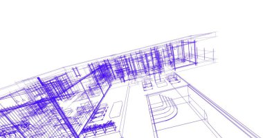 Ev kavramı kroki 3d çizim