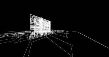 mimari çizimleri 3B illüstrasyon - illüstrasyon