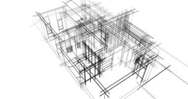 Ev kavramı kroki 3d çizim