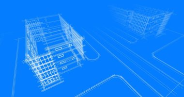 Binanın mimari 3d çizim çizim ev