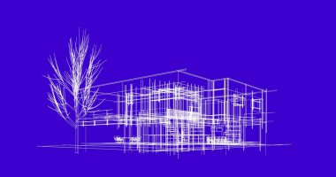 mimari çizimleri 3B illüstrasyon - illüstrasyon