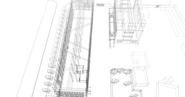 mimari çizimleri 3B illüstrasyon - illüstrasyon