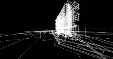 mimari çizimleri 3B illüstrasyon - illüstrasyon