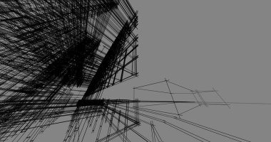 mimari çizimleri 3B illüstrasyon - illüstrasyon