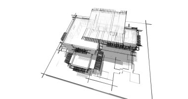 Ev kavramı kroki 3d çizim