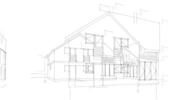 mimari çizimleri 3B illüstrasyon - illüstrasyon