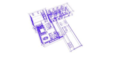 Ev kavramı kroki 3d çizim