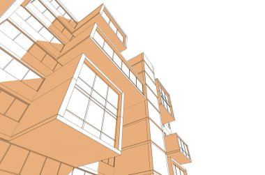 Binanın mimari 3d çizim çizim ev