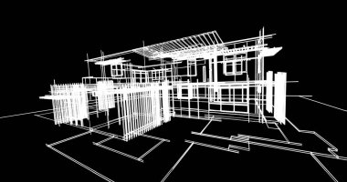 Ev kavramı kroki 3d çizim