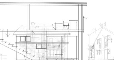 Binanın mimari 3d çizim çizim ev