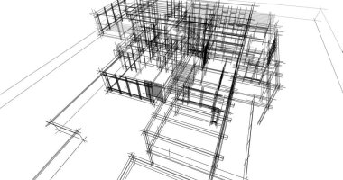 Ev kavramı kroki 3d çizim