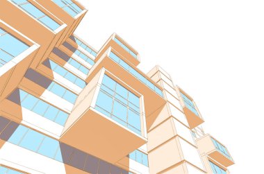 mimari çizimleri 3B illüstrasyon - illüstrasyon