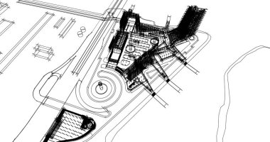 mimari çizimleri 3B illüstrasyon - illüstrasyon