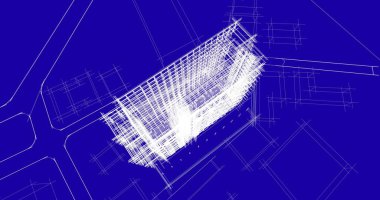 mimari çizimleri 3B illüstrasyon - illüstrasyon