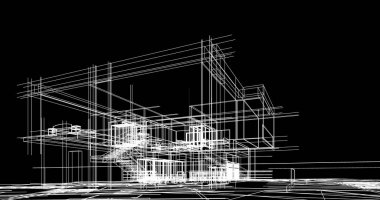 mimari çizimleri 3B illüstrasyon - illüstrasyon