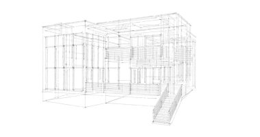 Arkaplanda mimari bina 3d illüstrasyon,