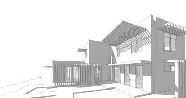 Ev kavramı kroki 3d çizim