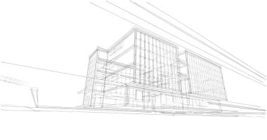 Binanın mimari 3d çizim çizim ev