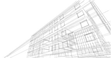 Binanın mimari 3d çizim çizim ev