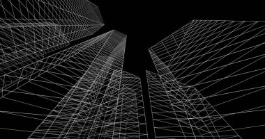 şehir mimarisi ve binalar 3D çizimi 