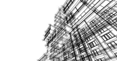 şehir mimarisi ve binalar 3D çizimi 