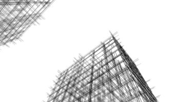 Binanın mimari 3d çizim çizim ev