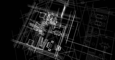 mimari çizimleri 3B illüstrasyon - illüstrasyon