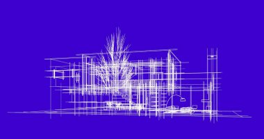 mimari çizimleri 3B illüstrasyon - illüstrasyon