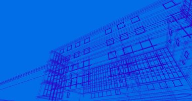 Binanın mimari 3d çizim çizim ev