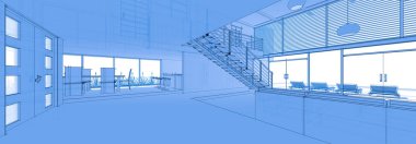 mimari çizimleri 3B illüstrasyon - illüstrasyon