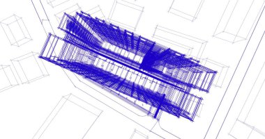 mimari çizimleri 3B illüstrasyon - illüstrasyon